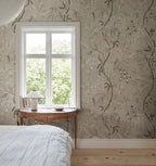 Ottilia wallpaper by Sandberg – Beige – Sand colourway, styled in a second room setting