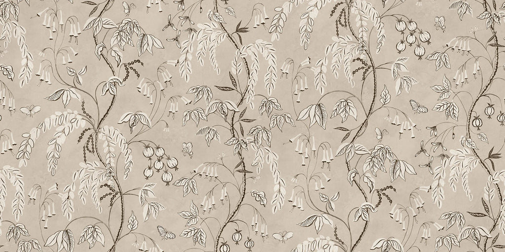 Ottilia wallpaper by Sandberg – Beige – Sand colourway, flat pattern repeat