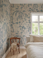 Ottilia wallpaper by Sandberg – Light Blue colourway, styled in a second room setting