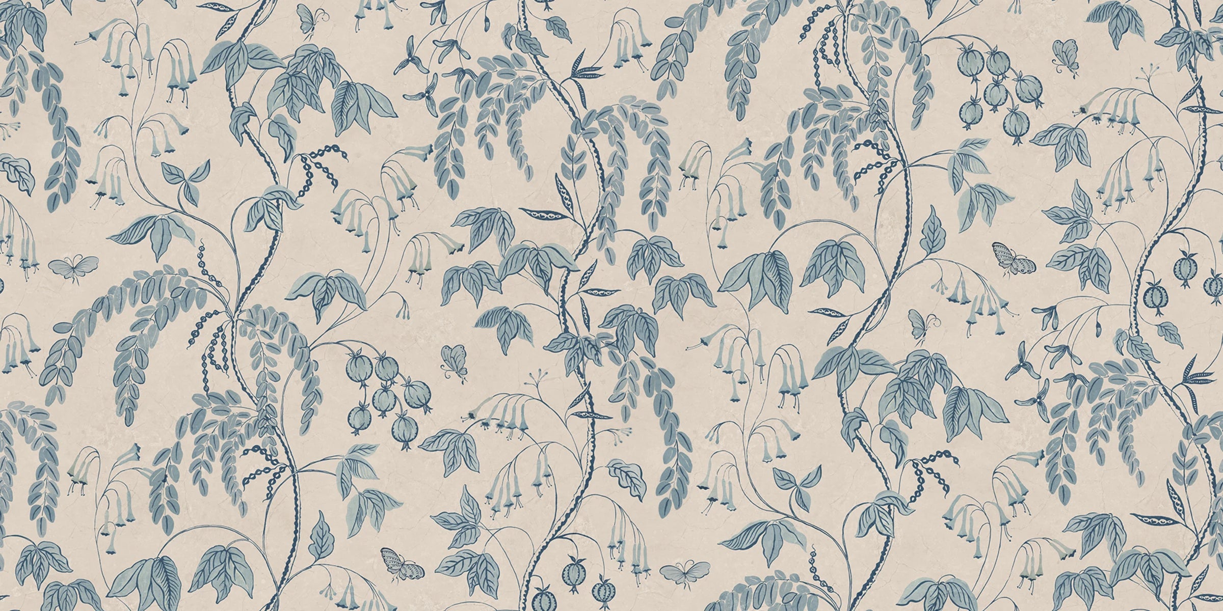 Ottilia wallpaper by Sandberg – Light Blue colourway, flat pattern repeat