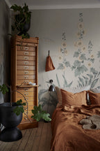 Aino wall mural by Sandberg – floral design, Blue – Indigo Blue – styled in a room setting, view 5