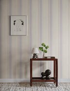 Billie wallpaper by Sandberg – stripe design, Purple – Lilac – styled in a room setting, view 4