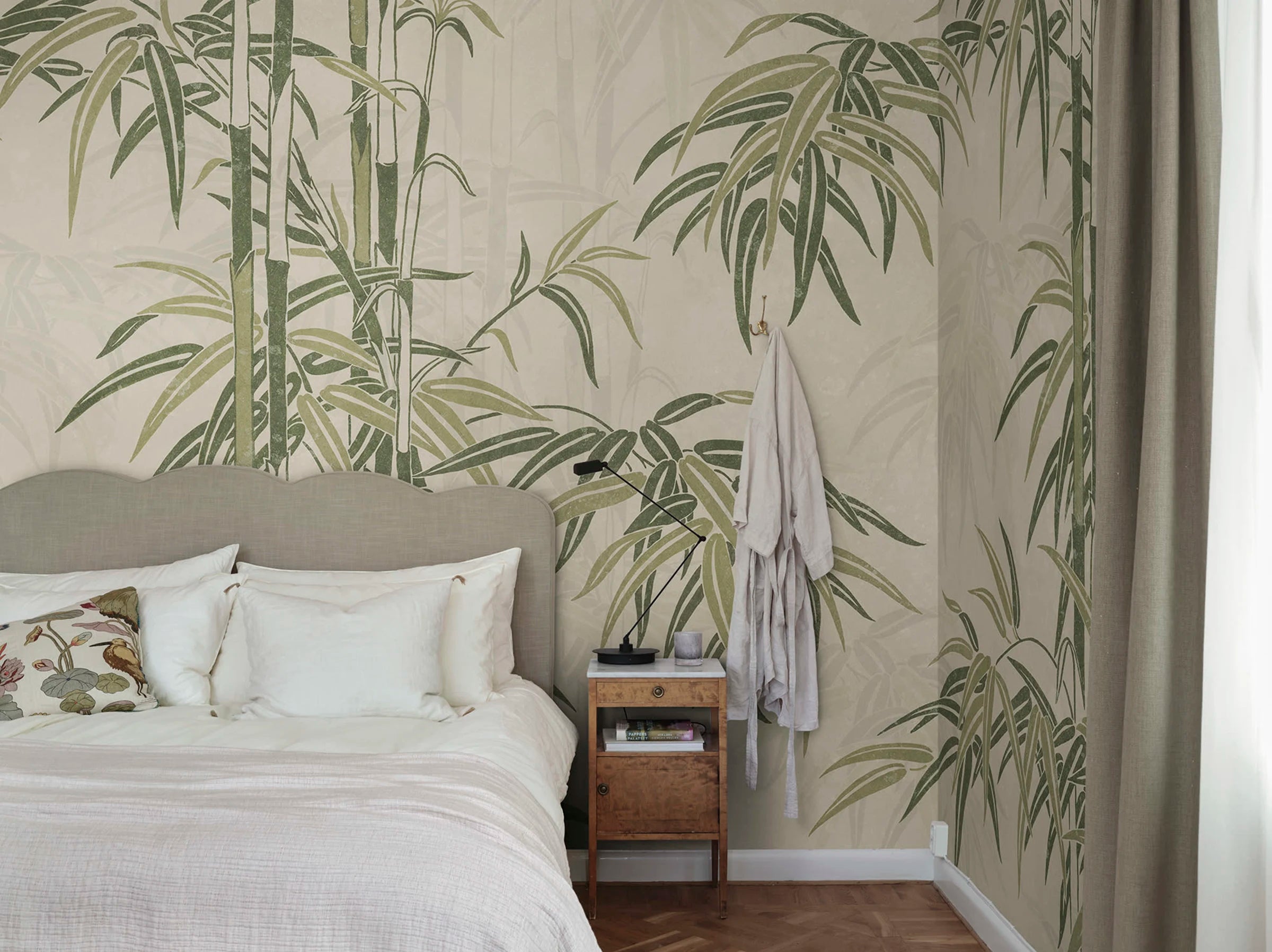 Leon Mural wall mural by Sandberg – botanical design, Green – styled in a room setting, view 7