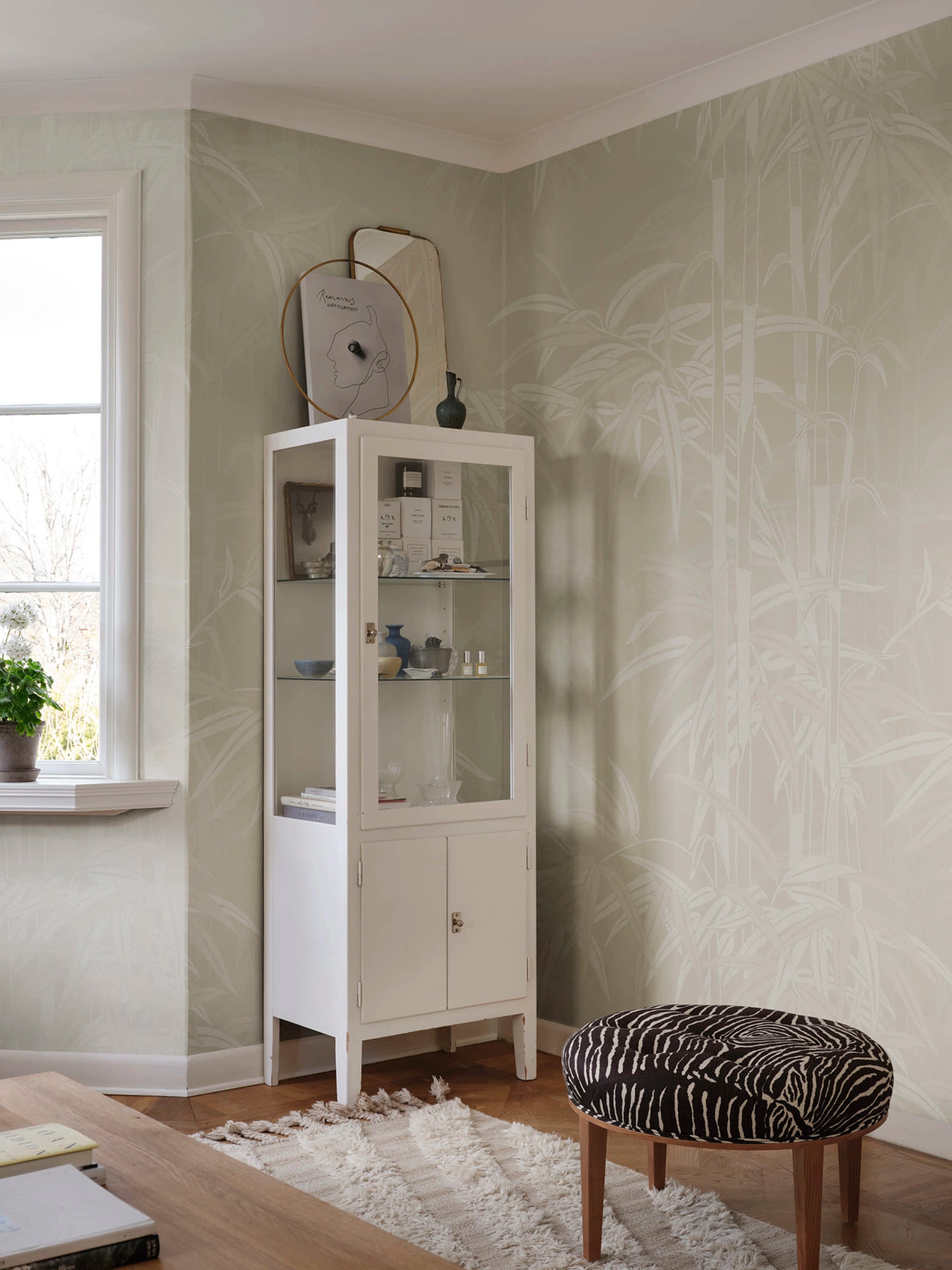 Leon Mural wall mural by Sandberg – botanical design, Beige – styled in a room setting, view 2