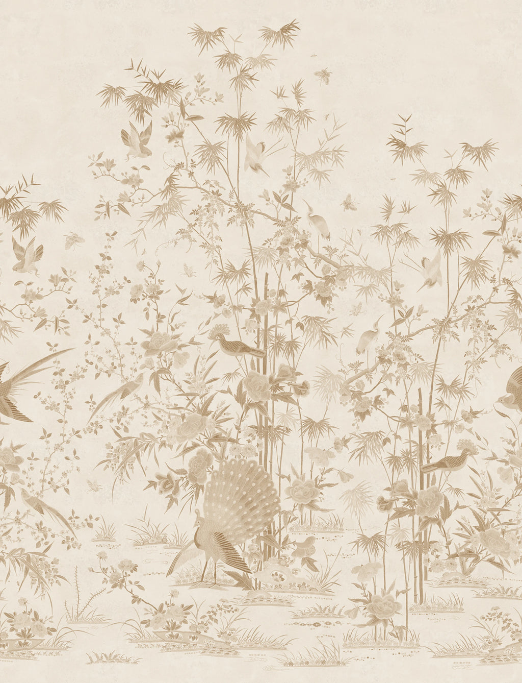 Chinoiserie Garden wallpaper by Sandberg – chinoiserie design, Beige – flat swatch showing the repeat