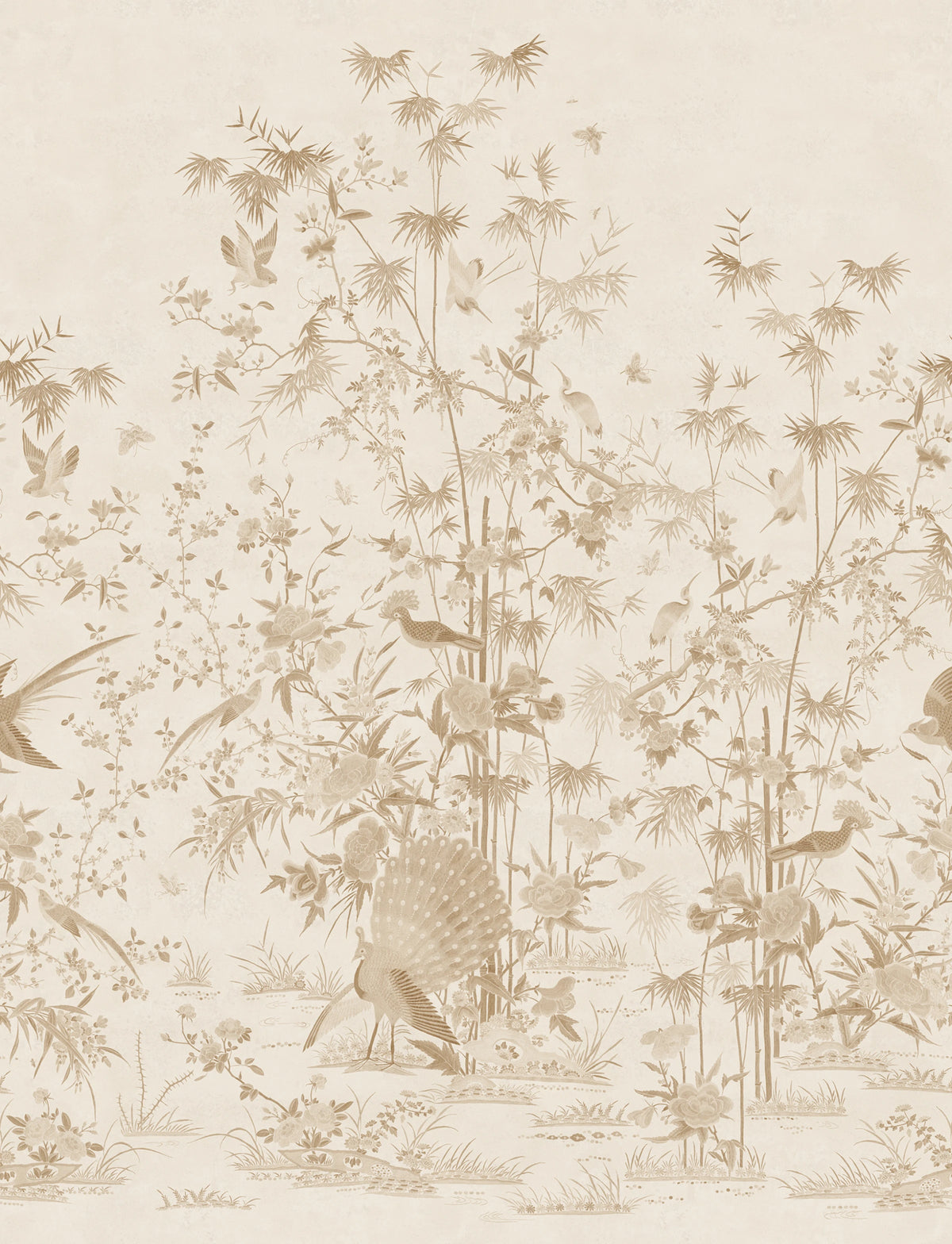 Chinoiserie Garden wallpaper by Sandberg – chinoiserie design, Beige – flat swatch showing the repeat