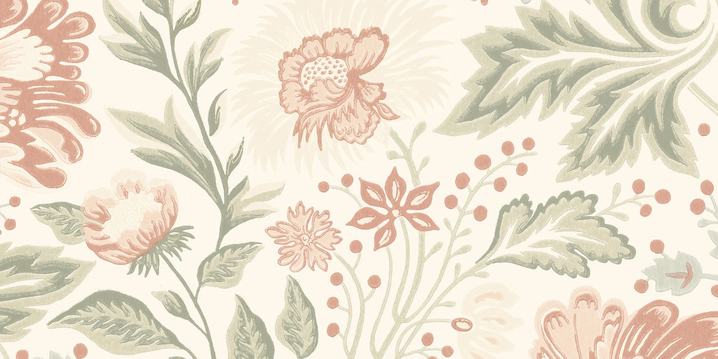 Ava Mural wall mural by Sandberg – floral design, Multicolour – Spring – flat swatch showing the repeat, view 2
