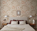 Ava Mural wall mural by Sandberg – floral design, Brown – Hazel – styled in a room setting