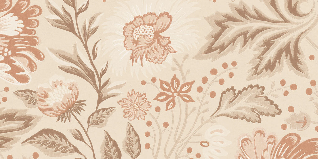 Ava Mural wall mural by Sandberg – floral design, Brown – Hazel – flat swatch showing the repeat