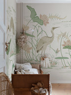 Seabirds wallpaper by Sandberg – chinoiserie design, Green