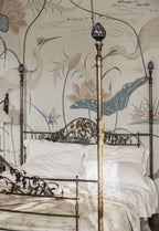 Seabirds wallpaper by Sandberg – chinoiserie design, Blue – Misty Blue