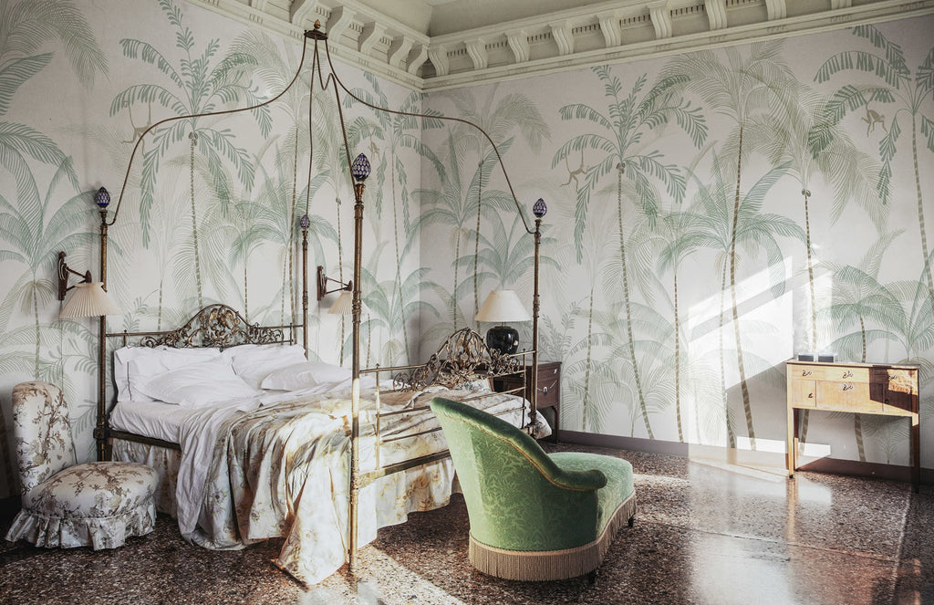 Louie wall mural by Sandberg – tropical design, Light Green – styled in a room setting, view 4