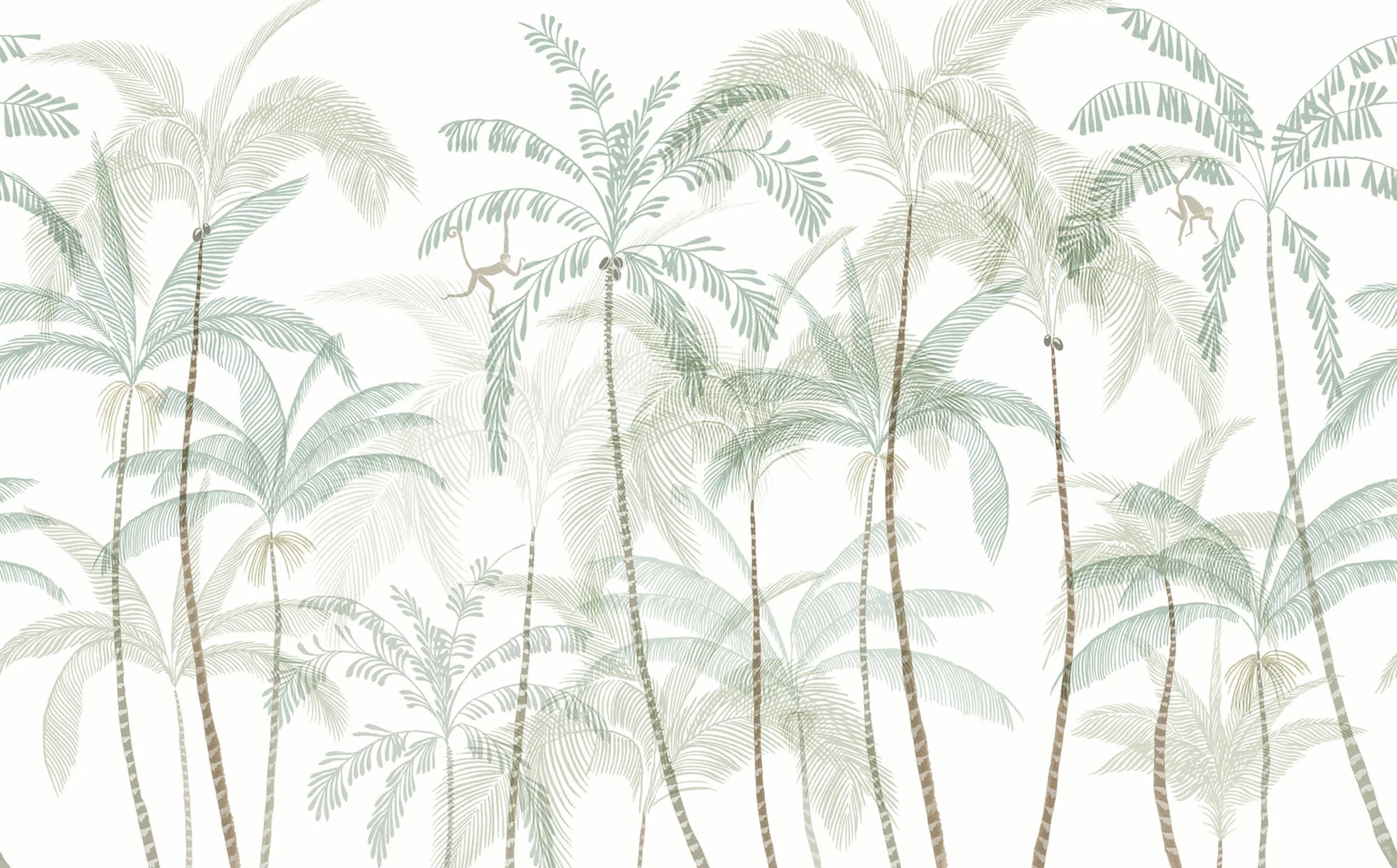 Louie wall mural by Sandberg – tropical design, Light Green – flat swatch showing the repeat, view 2