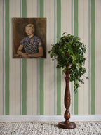 Billie wallpaper by Sandberg – stripe design, Green – styled in a room setting, view 3