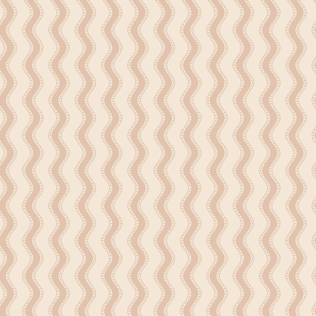 Erik wallpaper by Sandberg, vertical wavy dotted stripe in blush terracotta on cream, flat swatch