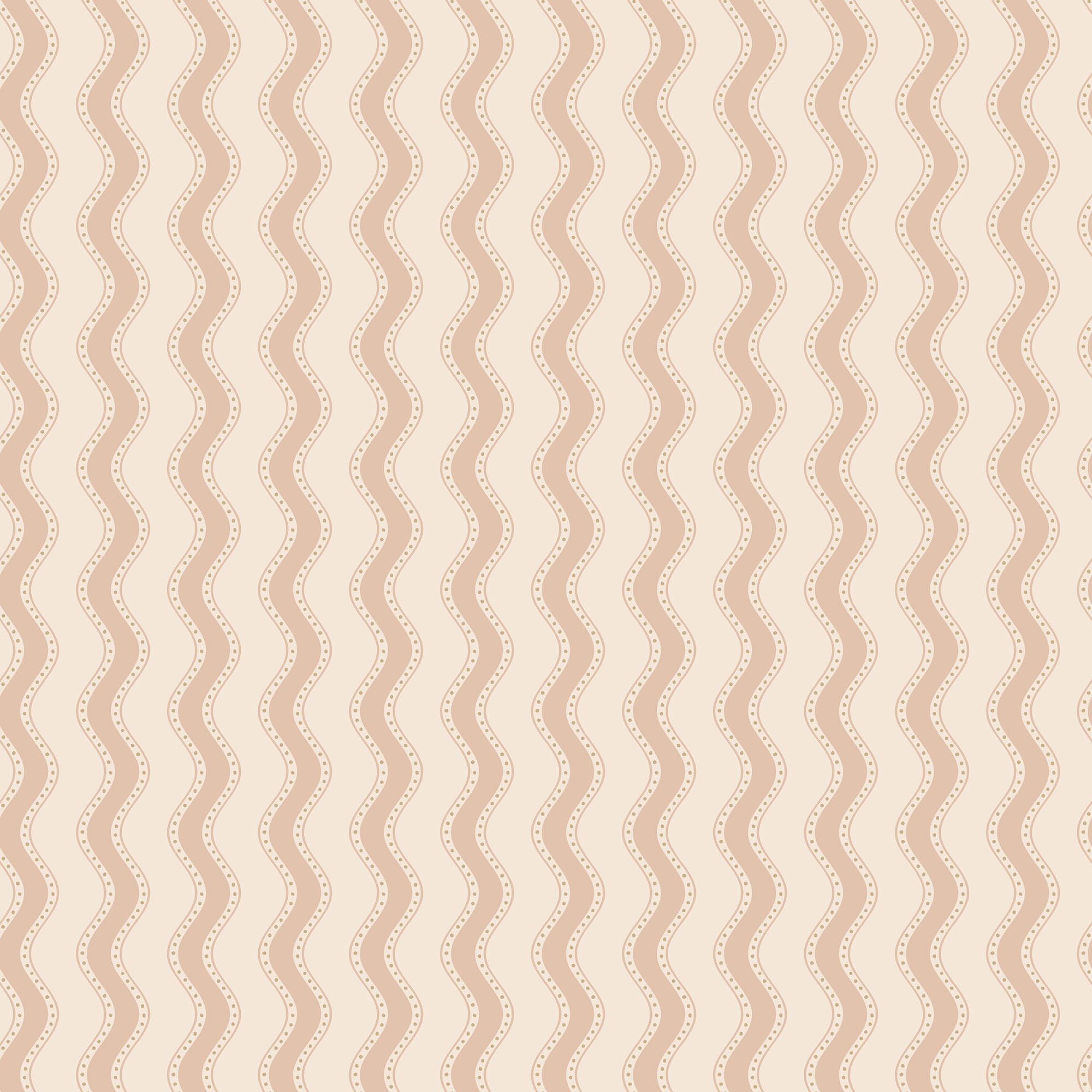 Erik wallpaper by Sandberg, vertical wavy dotted stripe in blush terracotta on cream, flat swatch