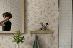 Emilie wallpaper by Sandberg in Honey, styled on an interior wall