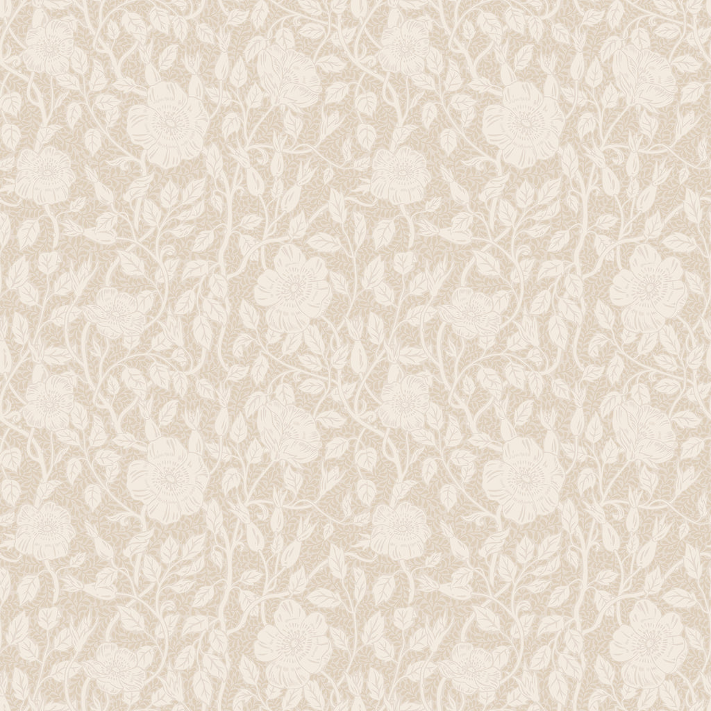 Anton wallpaper by Sandberg in soft cream tone-on-tone, delicate trailing rose floral, flat swatch
