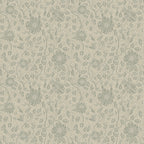 Anton wallpaper by Sandberg in muted sage green, delicate trailing rose floral on linen, flat swatch