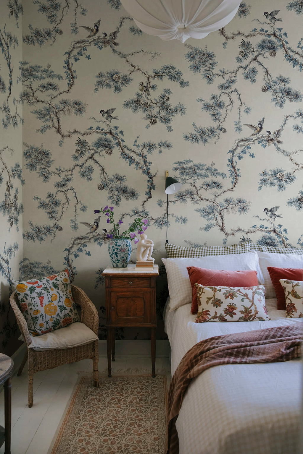 Noah Mural wall mural by Sandberg – botanical design, Blue – styled in a room setting