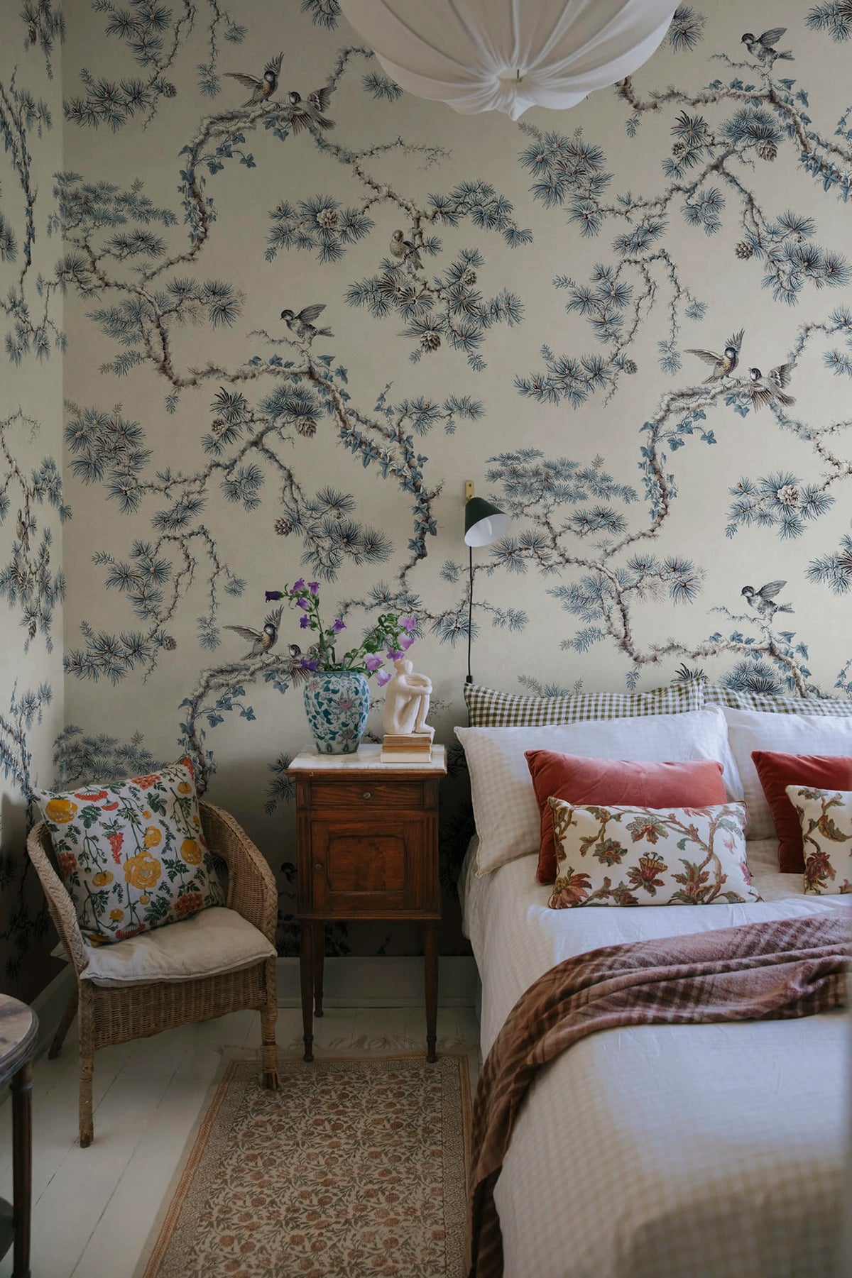Noah Mural wall mural by Sandberg – botanical design, Blue – styled in a room setting