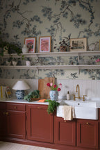 Noah Mural wall mural by Sandberg – botanical design, Blue – styled in a room setting, view 2