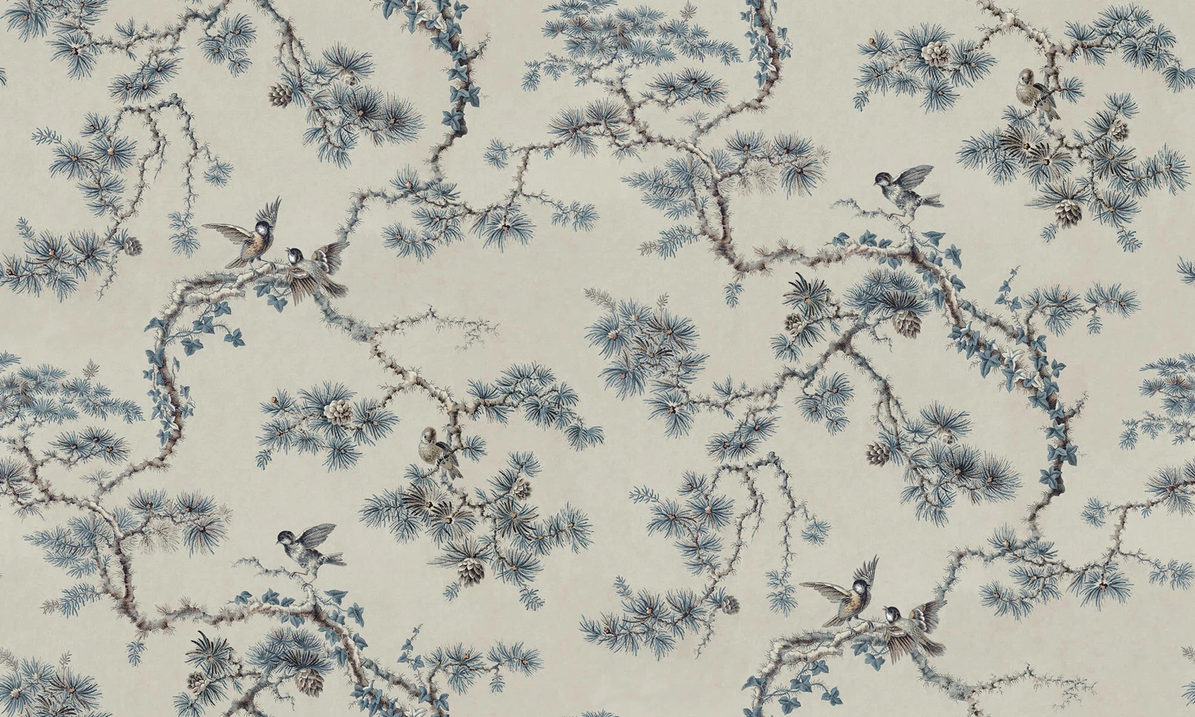 Noah Mural wall mural by Sandberg – botanical design, Blue – flat swatch showing the repeat