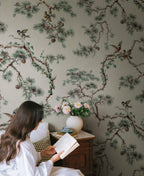 Noah Mural wall mural by Sandberg – botanical design, Green – styled in a room setting, view 4