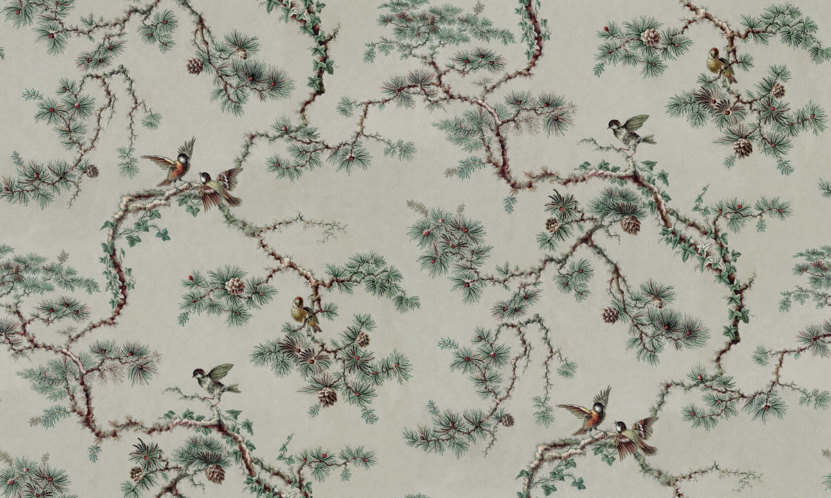 Noah Mural wall mural by Sandberg – botanical design, Green – flat swatch showing the repeat, view 2