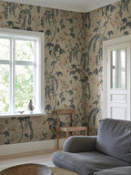 Ottilia wallpaper by Sandberg – floral design, Misty Blue, styled in a second room setting