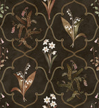 Louise wallpaper by Sandberg – botanical design, Dark, flat pattern repeat