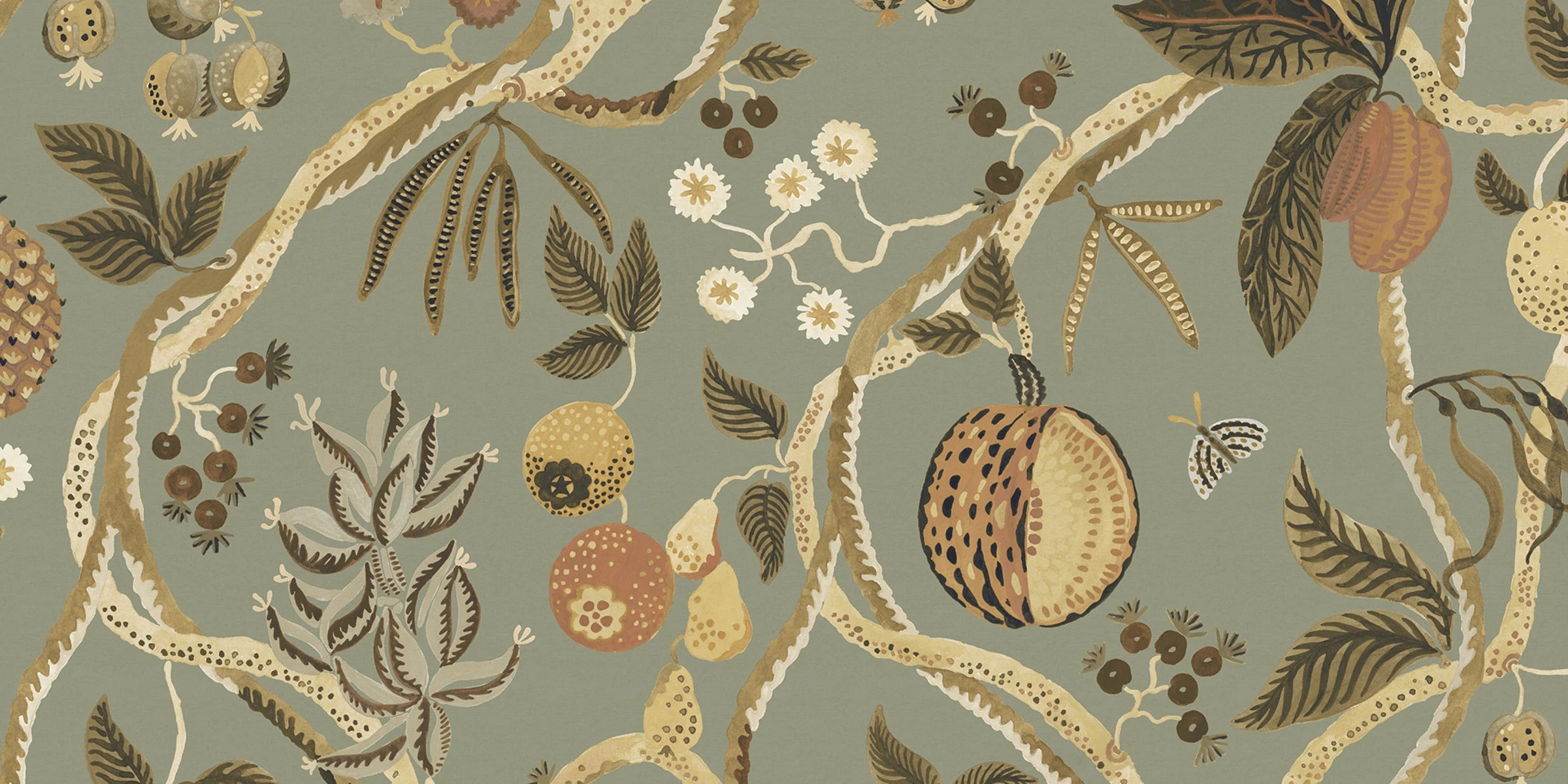 Tree of Life Mural wall mural by Sandberg – botanical design, Sage Green, flat pattern repeat