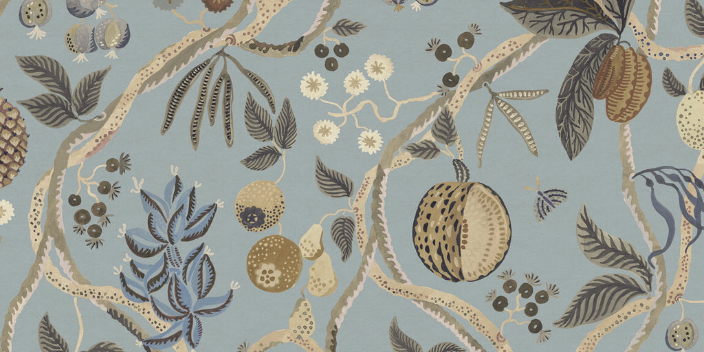 Tree of Life Mural wall mural by Sandberg – botanical design, Light Blue, flat pattern repeat