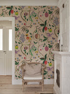 Tree of Life Mural wall mural by Sandberg – botanical design, Pink, styled in a second room setting