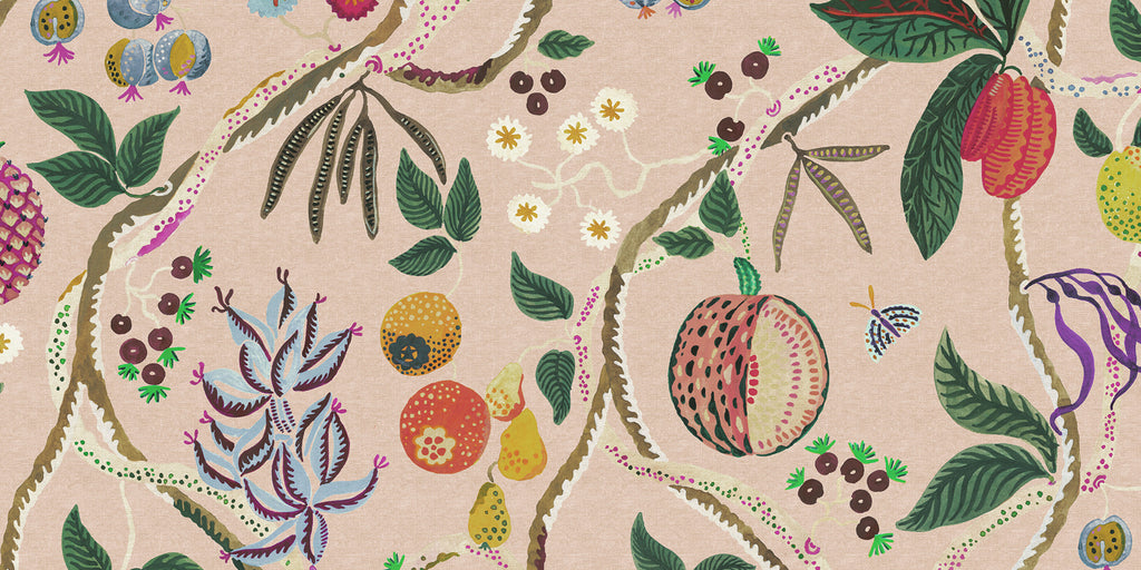 Tree of Life Mural wall mural by Sandberg – botanical design, Pink, flat pattern repeat