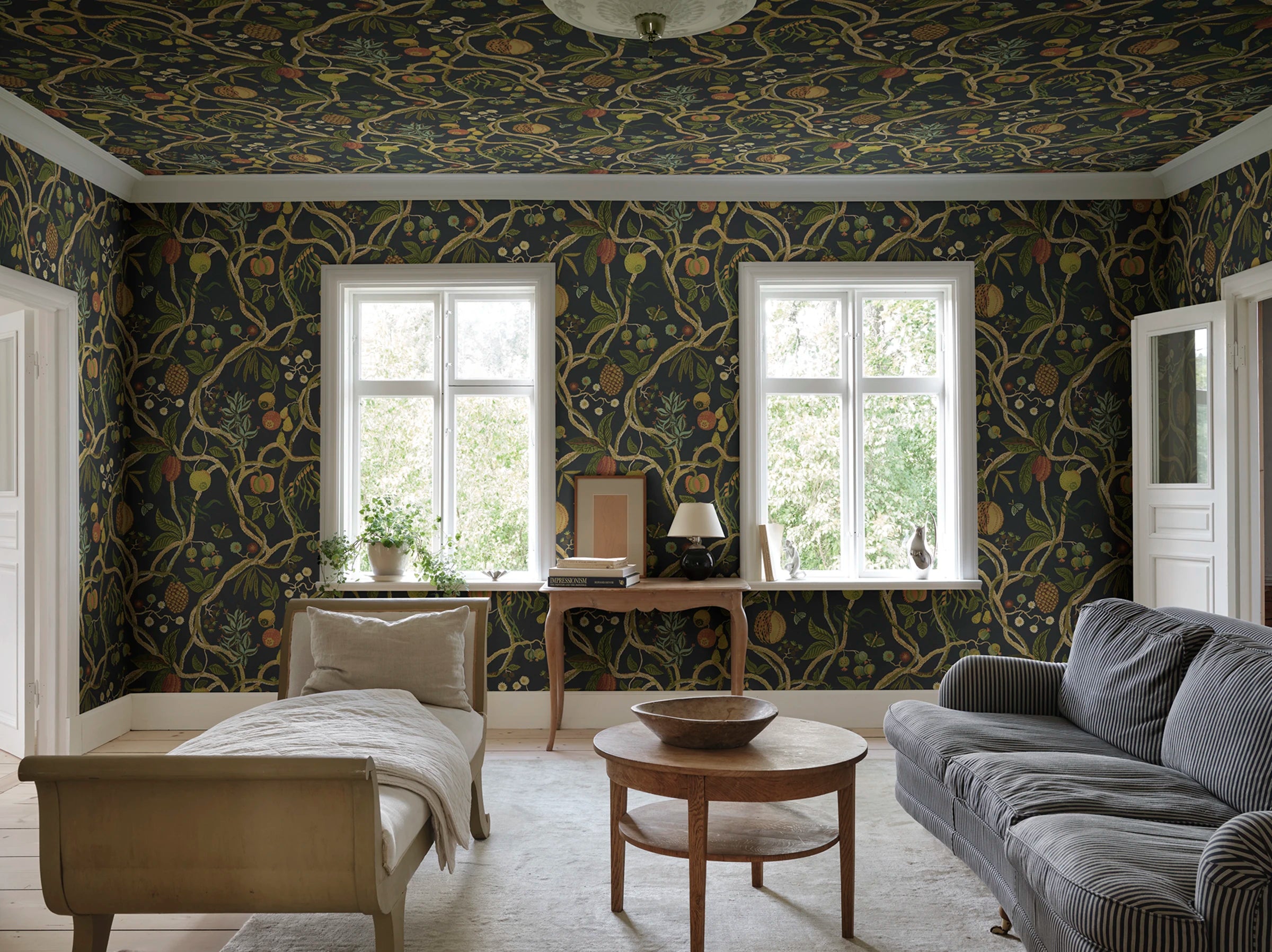 Tree of Life Mural wall mural by Sandberg – botanical design, Dark Blue, styled on an interior wall