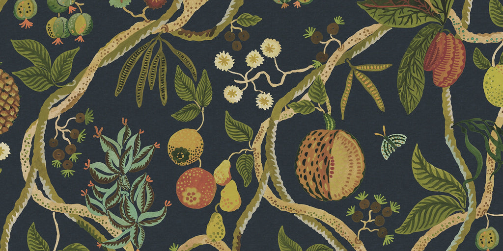 Tree of Life Mural wall mural by Sandberg – botanical design, Dark Blue, flat pattern repeat
