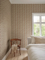 Beatrice wallpaper by Sandberg – floral design, Dusty Pink, styled on an interior wall