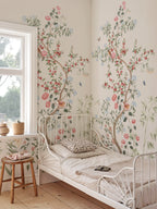 Eleonora wallpaper by Sandberg – floral design, Colorful, styled on an interior wall