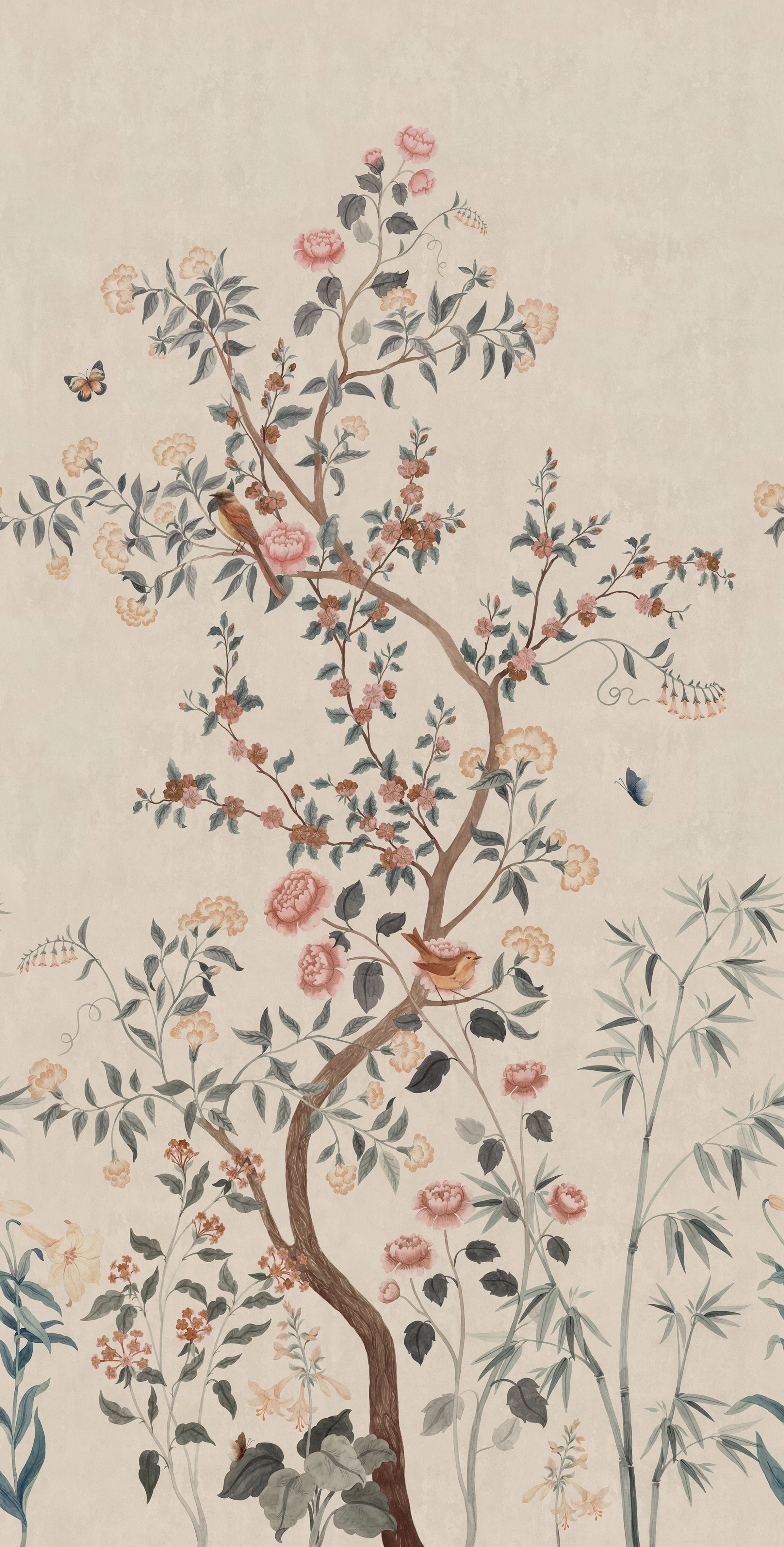 Eleonora wallpaper by Sandberg – floral design, Misty Blue, flat pattern repeat