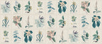 Flora wallpaper by Sandberg – botanical design, Blue, flat pattern repeat