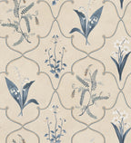 Louise wallpaper by Sandberg – Blue colourway, flat pattern repeat