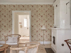 Louise wallpaper by Sandberg – Red – Burgundy colourway, styled on an interior wall