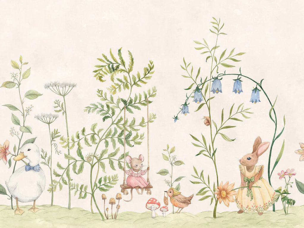 Vilhelmina wall mural by Sandberg – kids & nursery design, Green – styled in a room setting, view 4