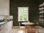 Juni wallpaper by Sandberg – floral design, Forest Green, styled in a second room setting