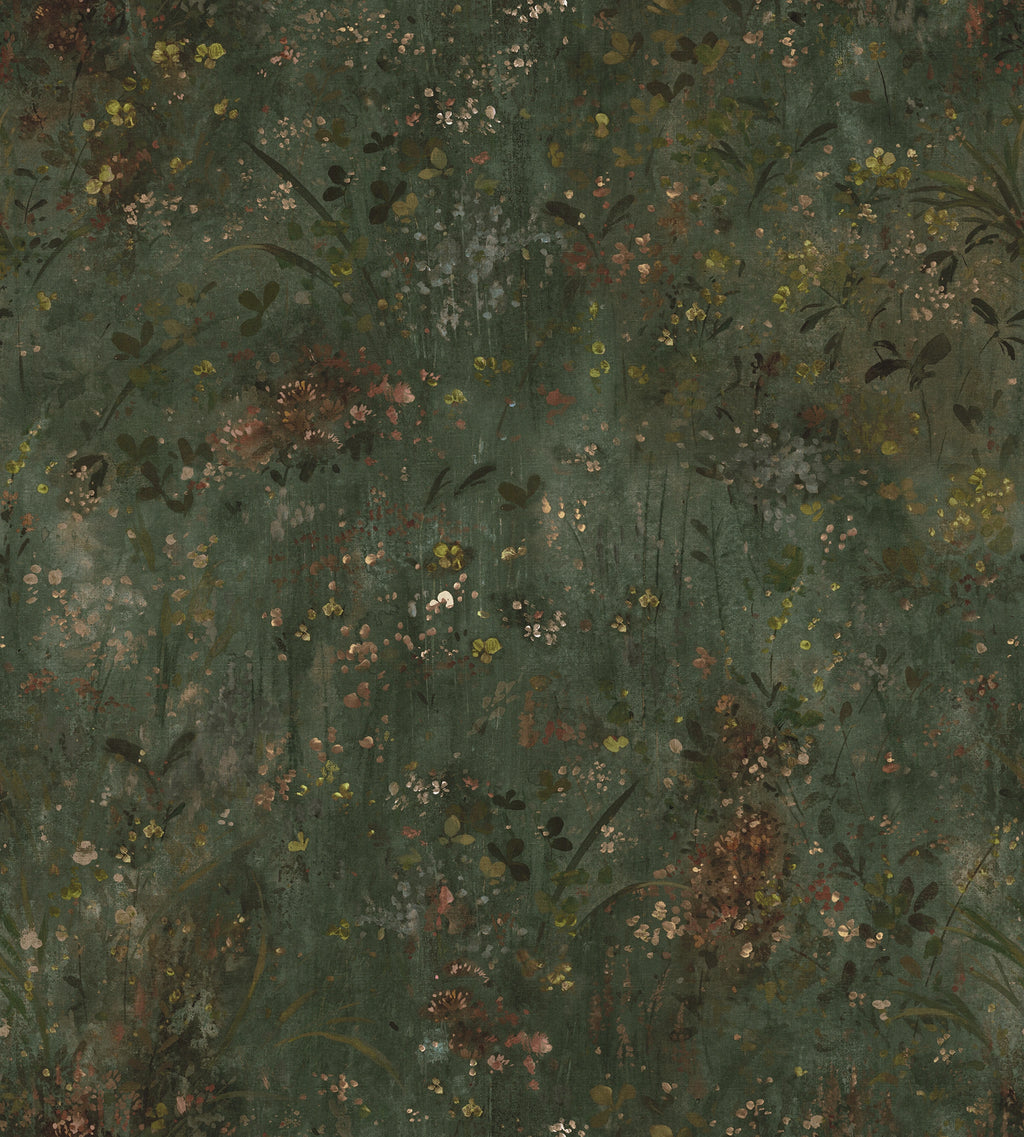 Juni wallpaper by Sandberg – floral design, Forest Green, flat pattern repeat