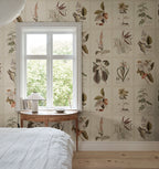 Flora wallpaper by Sandberg – botanical design, Sepia, styled in a second room setting