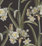 Lilian wallpaper by Sandberg – botanical design, Charcoal, flat pattern repeat