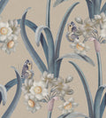 Lilian wallpaper by Sandberg – botanical design, Blue, flat pattern repeat