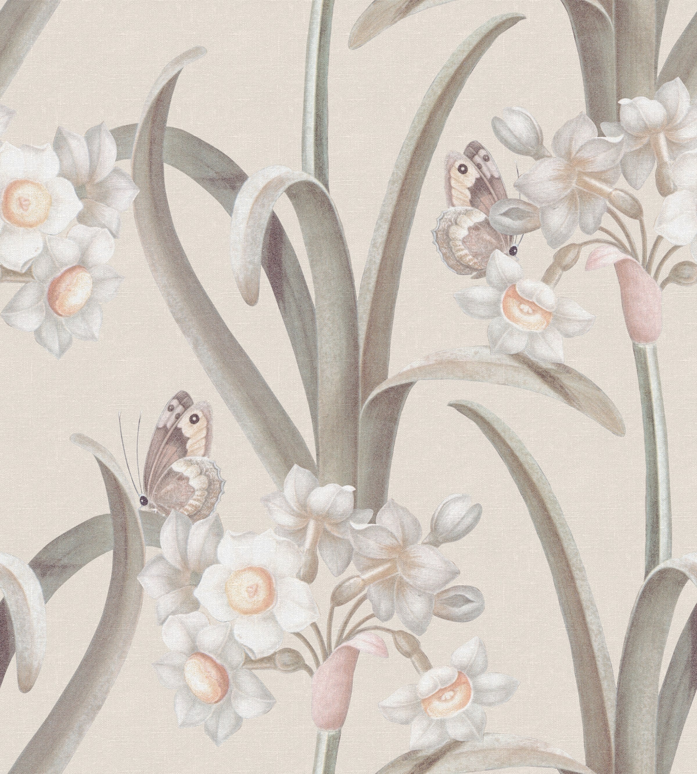 Lilian wallpaper by Sandberg – botanical design, Pastel, flat pattern repeat